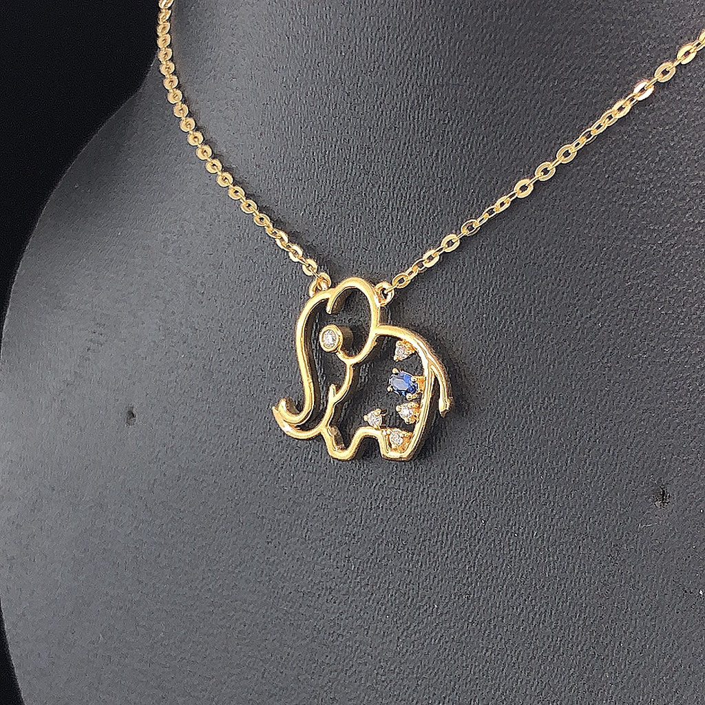 Elephant Pendant with Sapphire - Gold-Plated (Vermeil) Lab-Grown Diamonds | VP250375