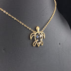 Sea Turtle Sapphire Pendant -Gold-Plated (Vermeil) Lab-Grown Diamonds | VP250386