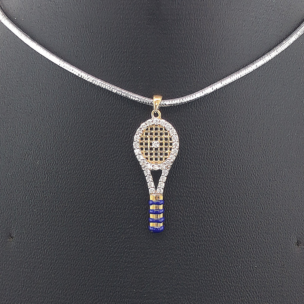 Tennis Racket Pendant - Gold-Plated (Vermeil) Lab-Grown Diamonds | VP250400