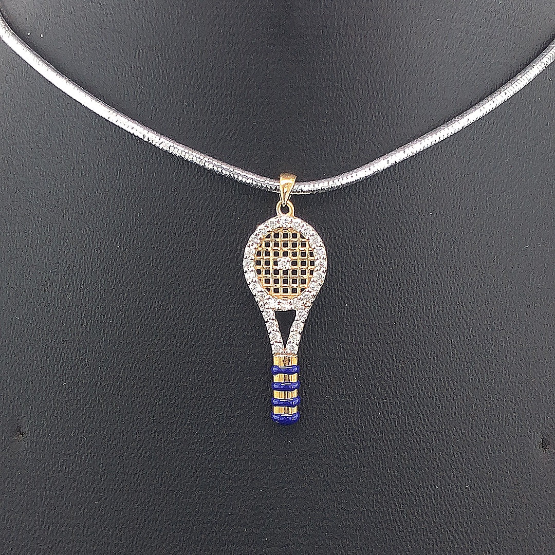 Tennis Racket Pendant - Gold-Plated (Vermeil) Lab-Grown Diamonds | VP250400