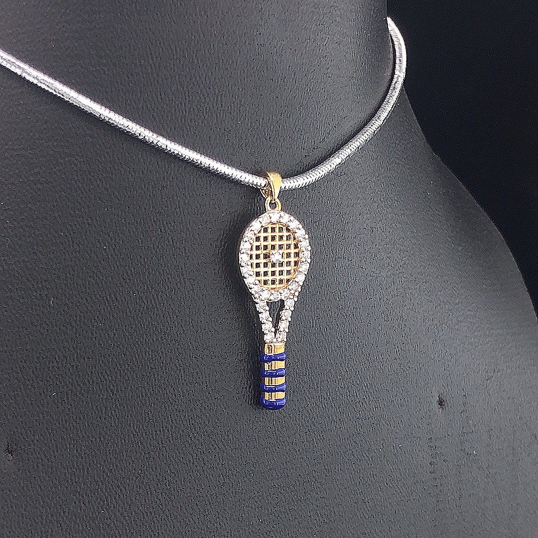 Tennis Racket Pendant - Gold-Plated (Vermeil) Lab-Grown Diamonds | VP250400