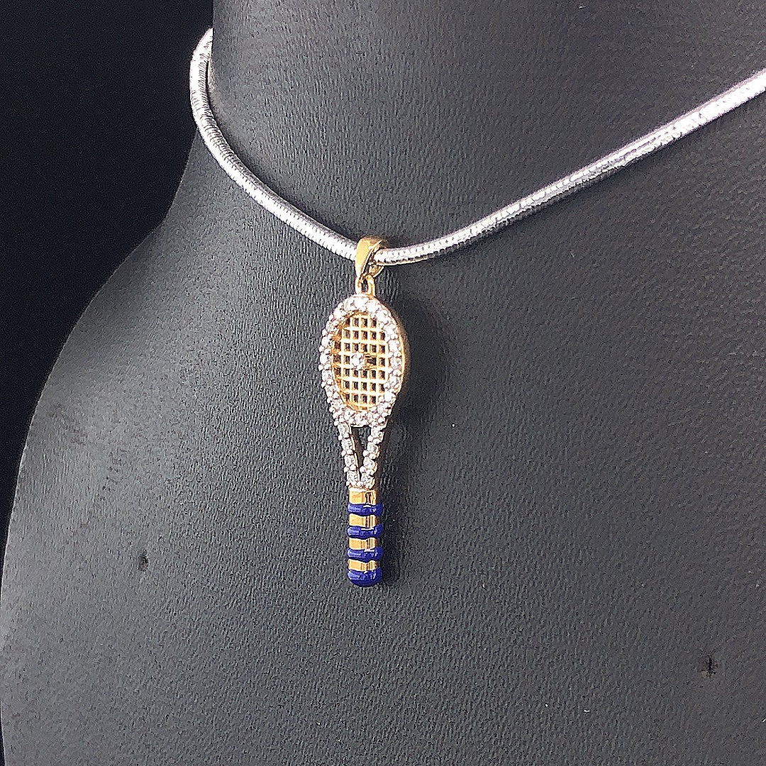 Tennis Racket Pendant - Gold-Plated (Vermeil) Lab-Grown Diamonds | VP250400