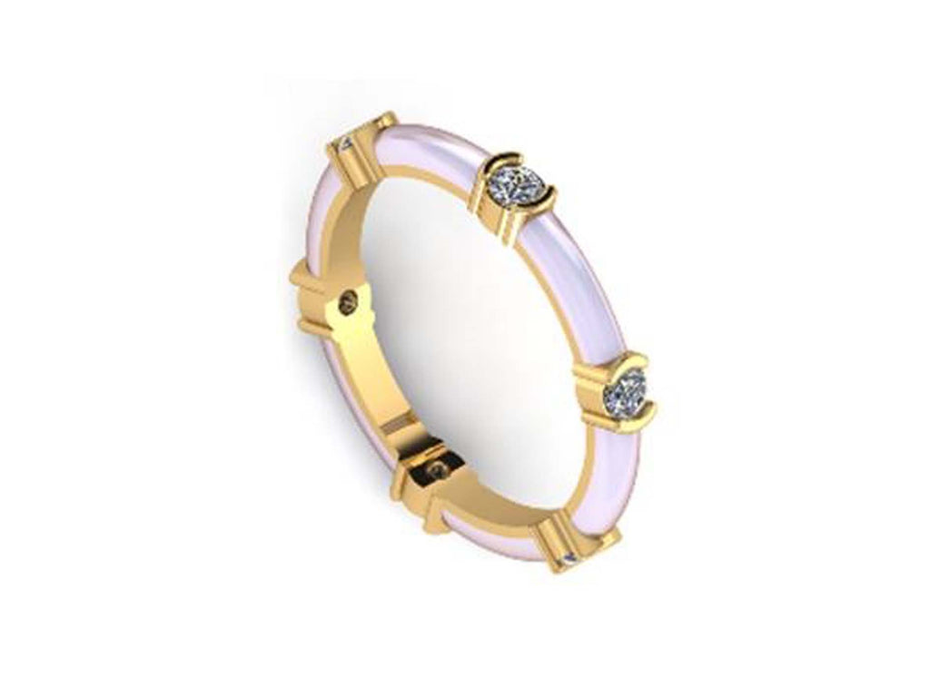Gold-Plated Lab-Grown Diamond Ring with Pink Enamel VR232028 | Elegant Design