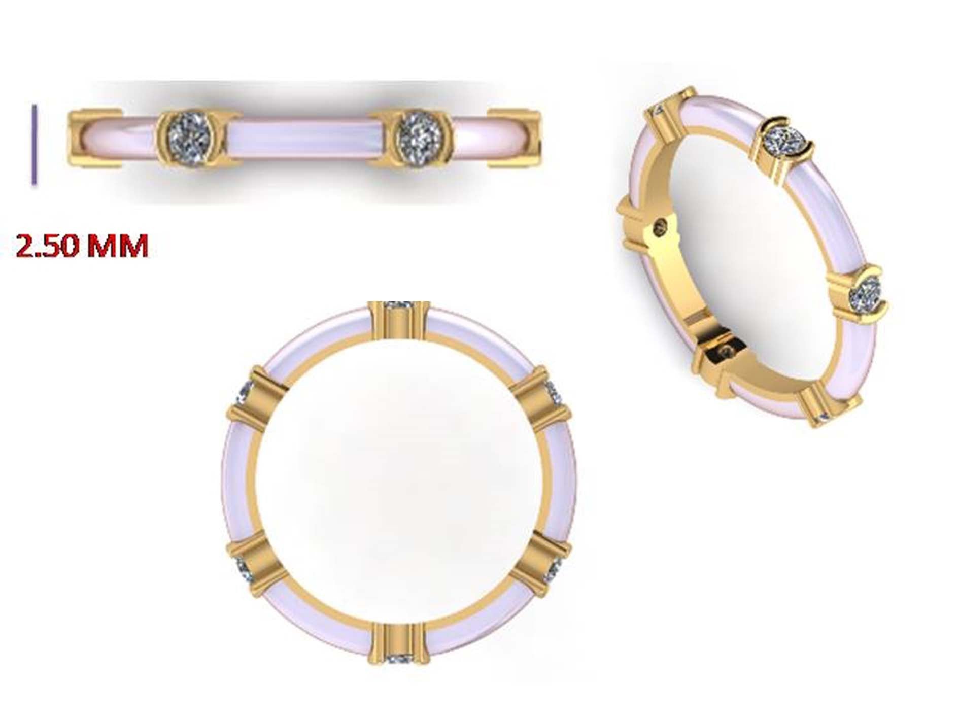 Gold-Plated Lab-Grown Diamond Ring with Pink Enamel VR232028 | Elegant Design