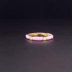 Gold-Plated Lab-Grown Diamond Ring with Pink Enamel VR232028 | Elegant Design