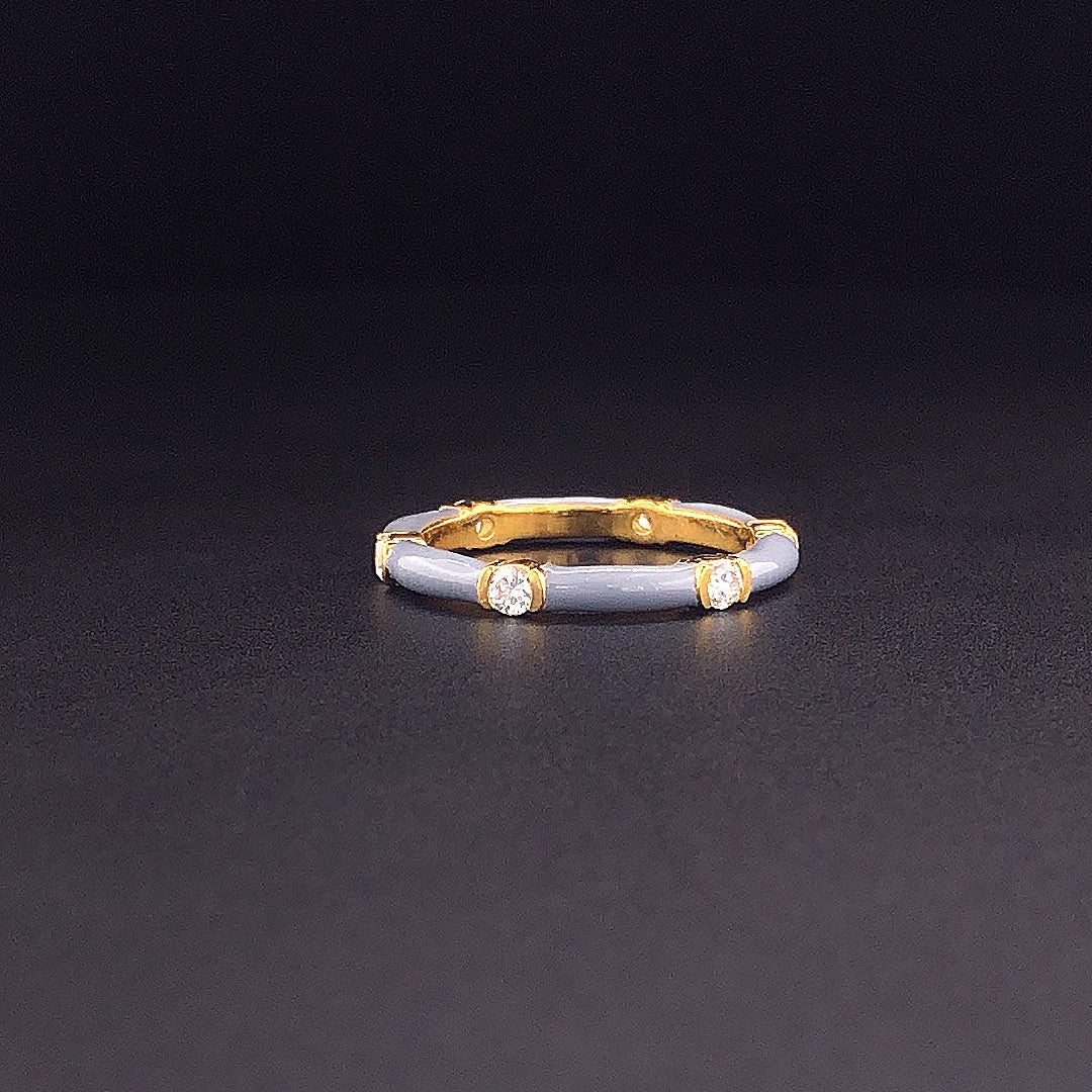 Gold-Plated Lab-Grown Diamond Ring with Pink Enamel VR232028 | Elegant Design