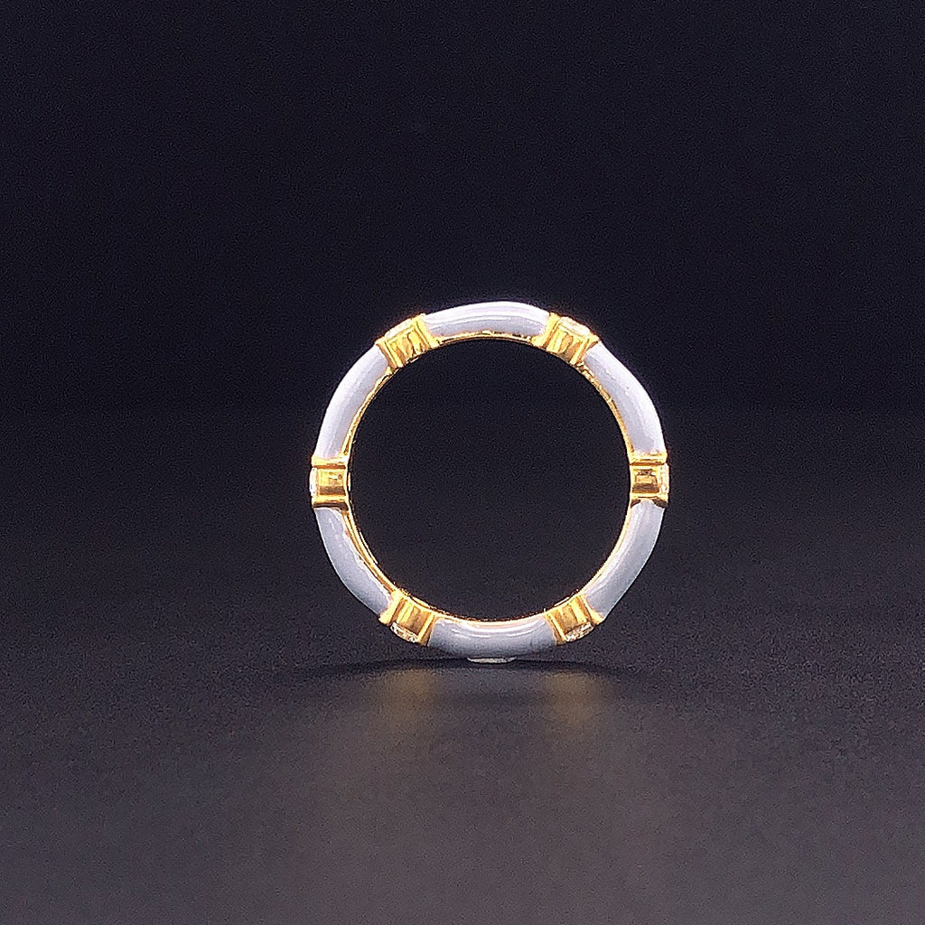 Gold-Plated Lab-Grown Diamond Ring with Pink Enamel VR232028 | Elegant Design