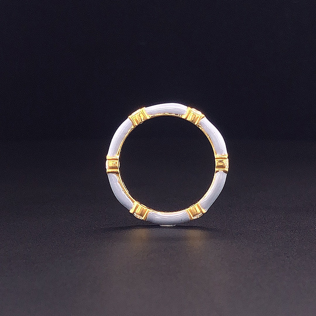 Gold-Plated Lab-Grown Diamond Ring with Pink Enamel VR232028 | Elegant Design