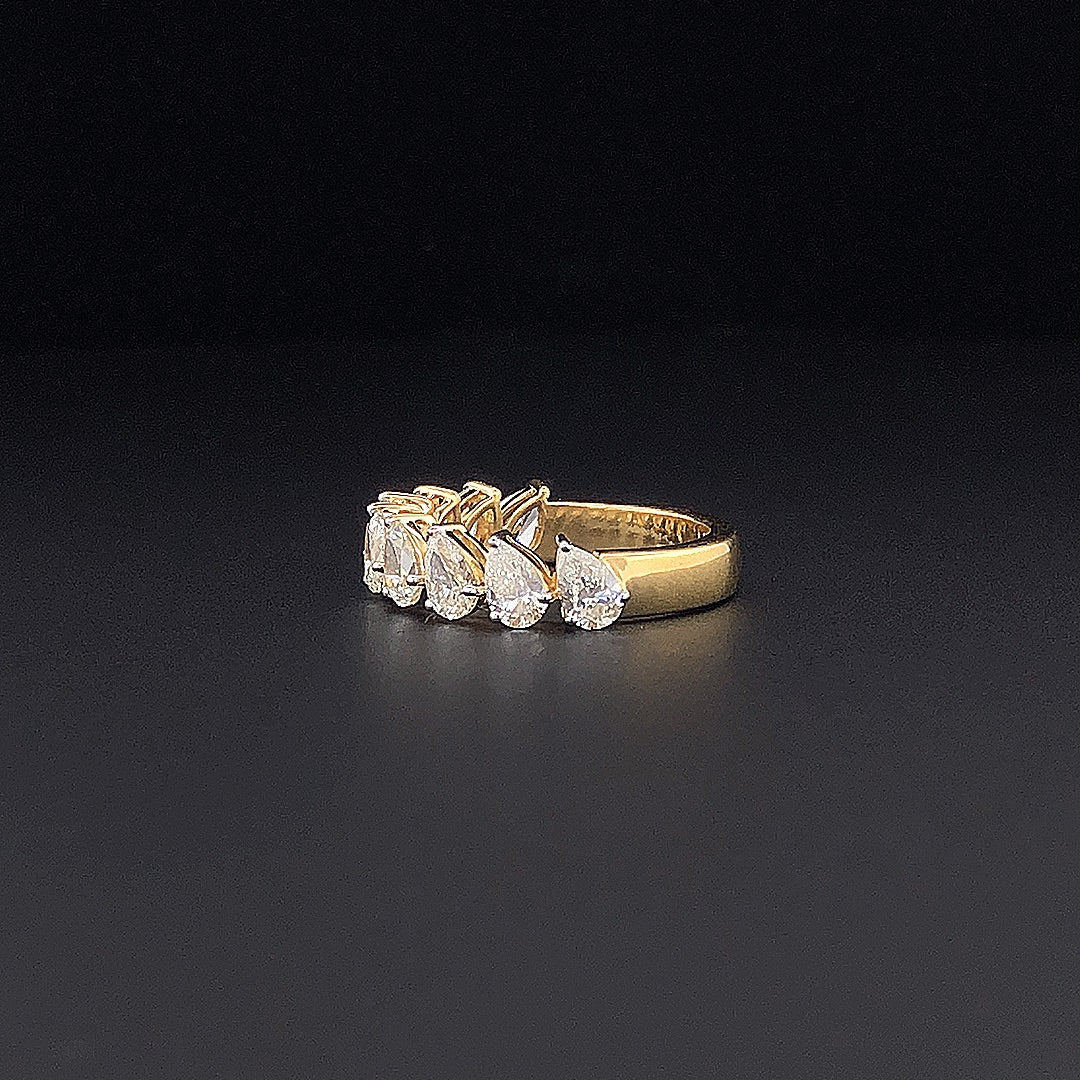 Gold-Plated Lab-Grown Diamond Pear-Shaped Half Eternity Band VR240989
