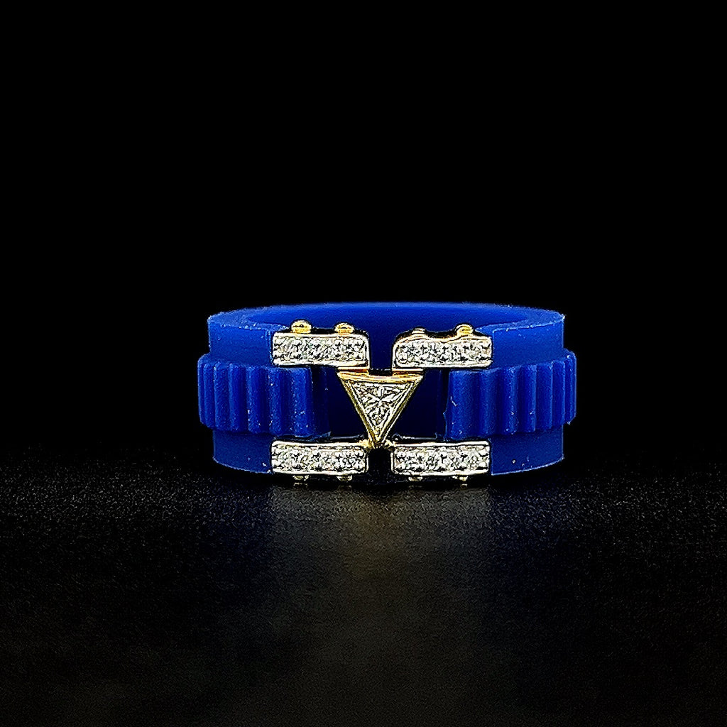 Unisex Blue Silicone Lab-Grown Diamond Ring VR250047G | Gold-Plated Active Luxury