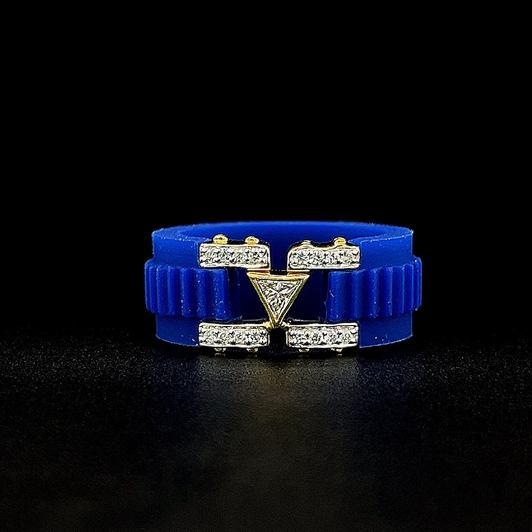 Unisex Blue Silicone Lab-Grown Diamond Ring VR250047G | Gold-Plated Active Luxury