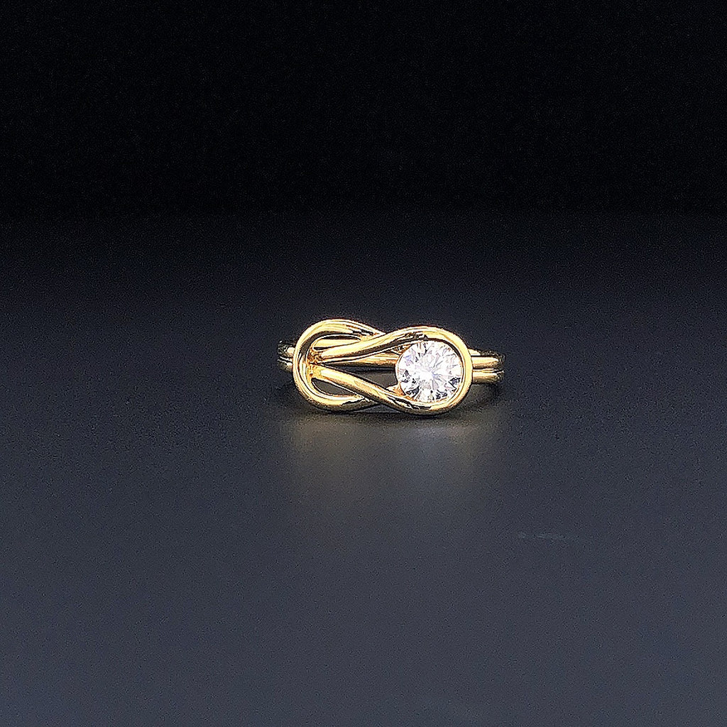 Gold-Plated (Vermeil) Lab-Grown Diamond Infinity Knot Solitaire Ring VR250090