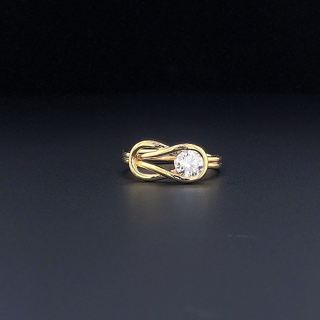 Gold-Plated (Vermeil) Lab-Grown Diamond Infinity Knot Solitaire Ring VR250090