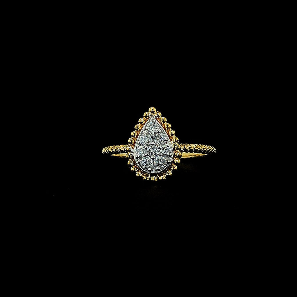 Gold-Plated Lab-Grown Diamond Pear Cluster Ring with Milgrain VR250144