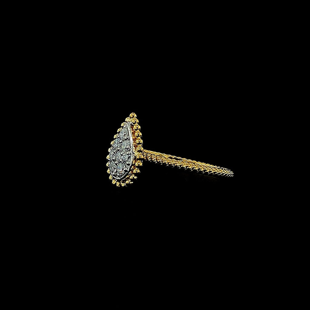 Gold-Plated Lab-Grown Diamond Pear Cluster Ring with Milgrain VR250144