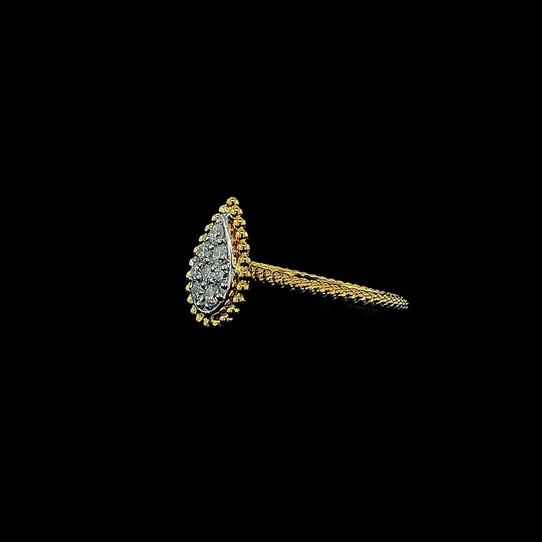 Gold-Plated Lab-Grown Diamond Pear Cluster Ring with Milgrain VR250144
