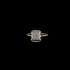 Gold-Plated (Vermeil) Lab-Grown Diamond Emerald-Shaped Cluster Ring with Milgrain VR250145