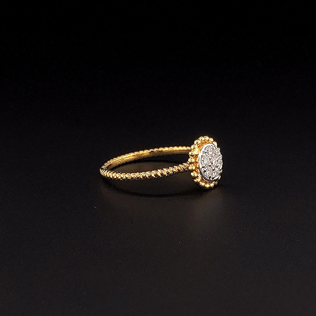 18K Gold-Plated (Vermeil) Lab-Grown Diamond Cluster Ring with Milgrain VR250146