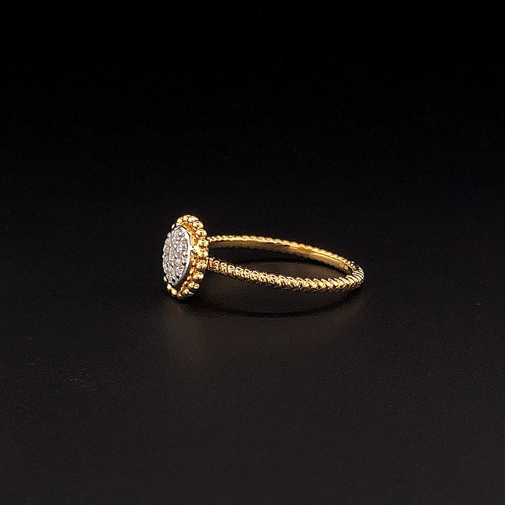 18K Gold-Plated (Vermeil) Lab-Grown Diamond Cluster Ring with Milgrain VR250146