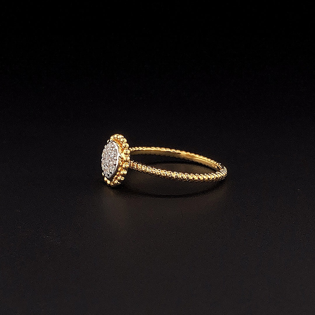 18K Gold-Plated (Vermeil) Lab-Grown Diamond Cluster Ring with Milgrain VR250146