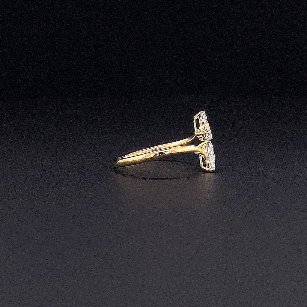 Gold-Plated (Vermeil) Lab-Grown Diamond Dual Pear-Shaped Bypass Ring VR250408