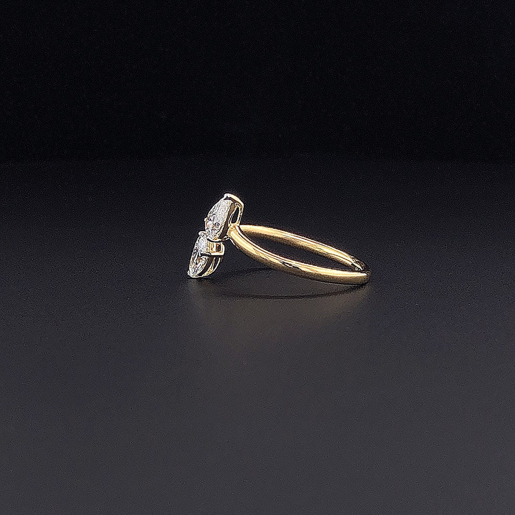 Gold-Plated (Vermeil) Lab-Grown Diamond Dual Pear-Shaped Bypass Ring VR250408