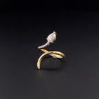 Gold-Plated Lab-Grown Diamond Snake Ring with Pear-Shaped Face VR250409