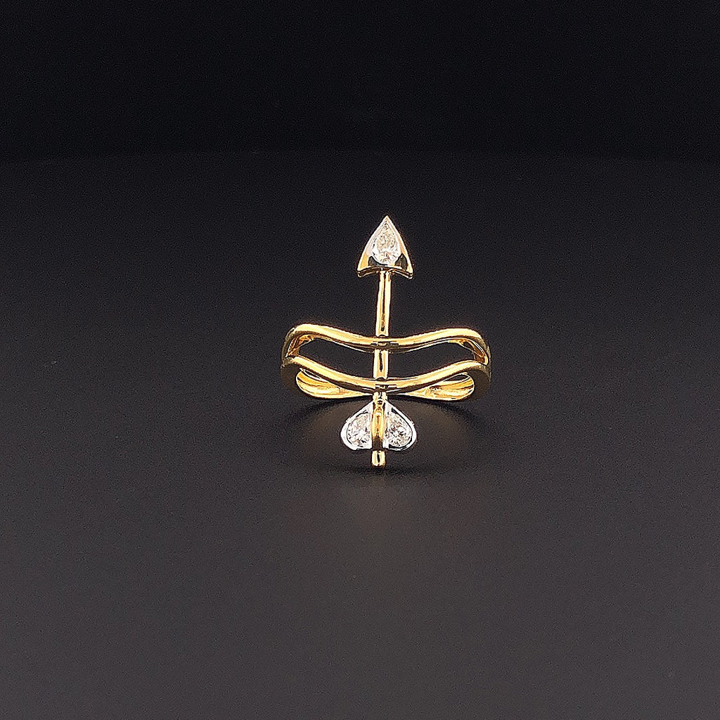 Gold-Plated Lab-Grown Diamond Arrow Ring with Pear Stones VR250424