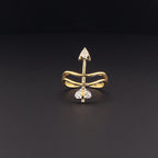 Gold-Plated Lab-Grown Diamond Arrow Ring with Pear Stones VR250424