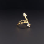 Gold-Plated Lab-Grown Diamond Arrow Ring with Pear Stones VR250424