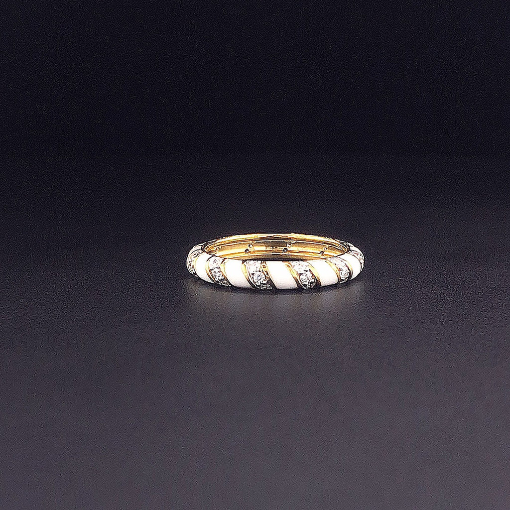 Gold-Plated (Vermeil) Lab-Grown Diamond & Enamel Full Eternity Stackable Ring VR250482