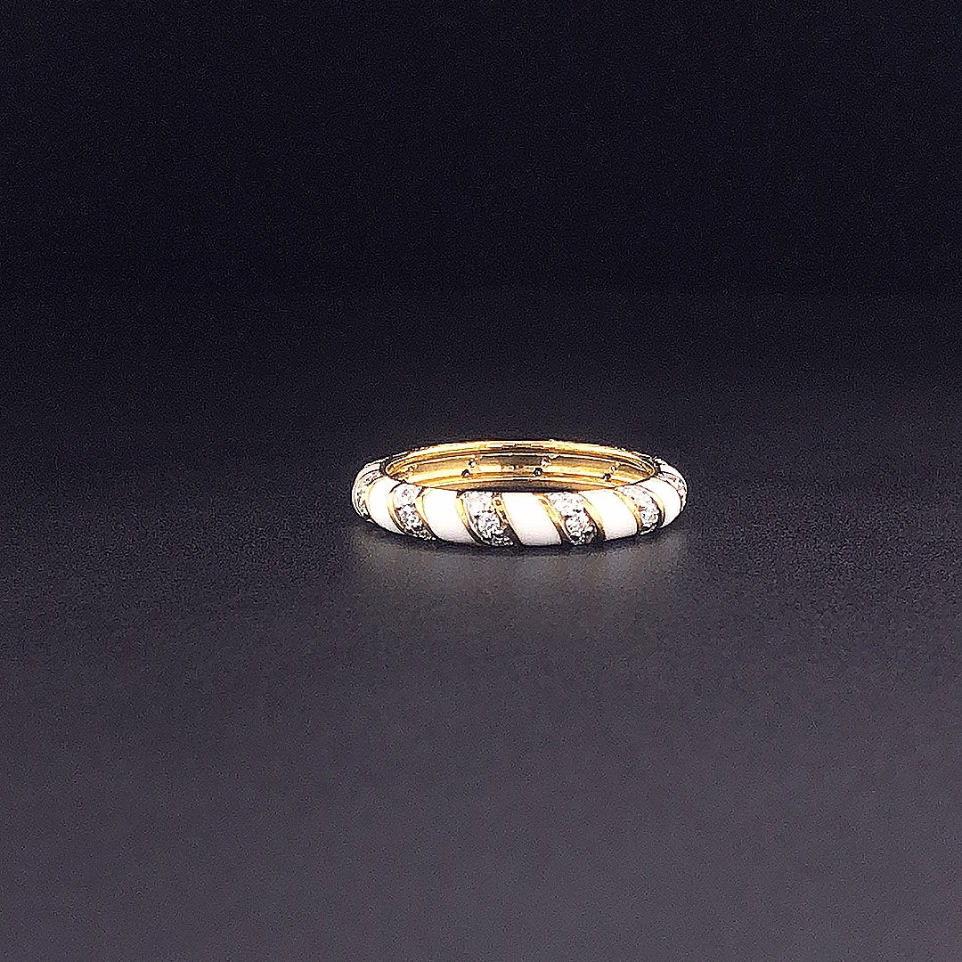 Gold-Plated (Vermeil) Lab-Grown Diamond & Enamel Full Eternity Stackable Ring VR250482