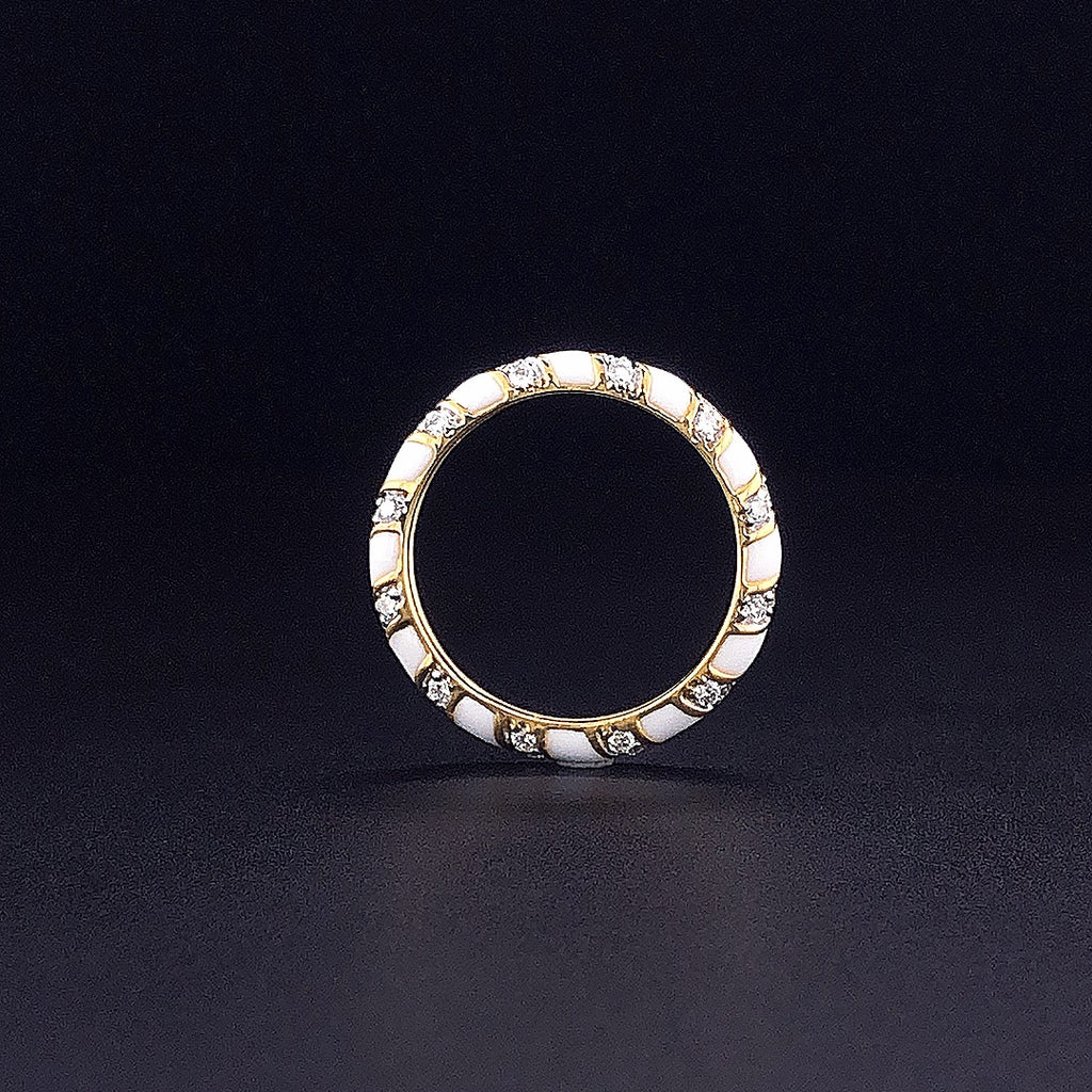 Gold-Plated (Vermeil) Lab-Grown Diamond & Enamel Full Eternity Stackable Ring VR250482