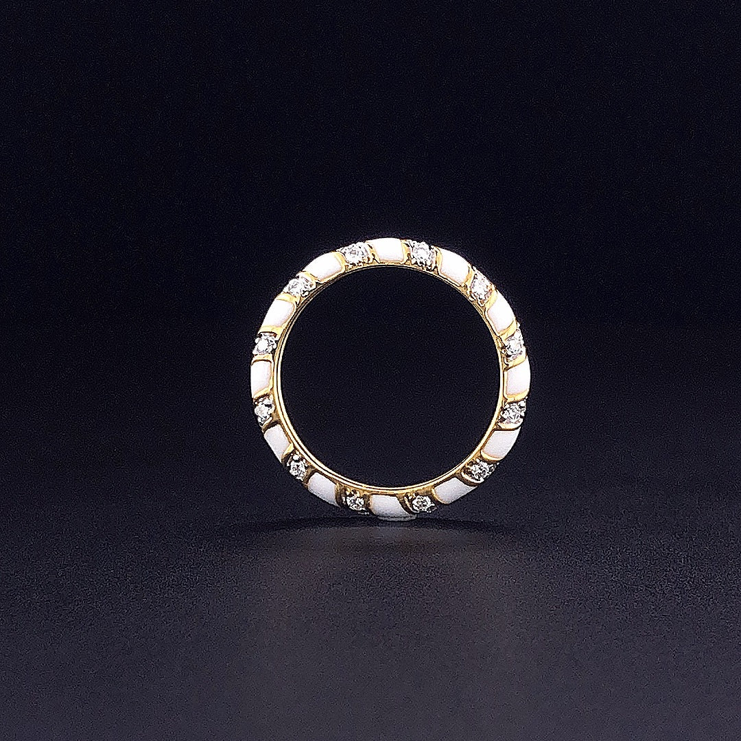 Gold-Plated (Vermeil) Lab-Grown Diamond & Enamel Full Eternity Stackable Ring VR250482