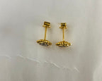 Round Pavé Stud Earrings with Beaded Border - Gold-Plated (Vermeil) Lab-Grown Diamonds | VE250096