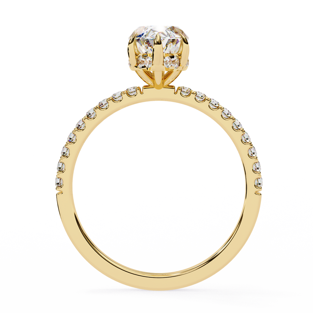 1.50ct Marquise Cut Lab-Grown Diamond Engagement Ring | 18K Gold Vermeil Pavé