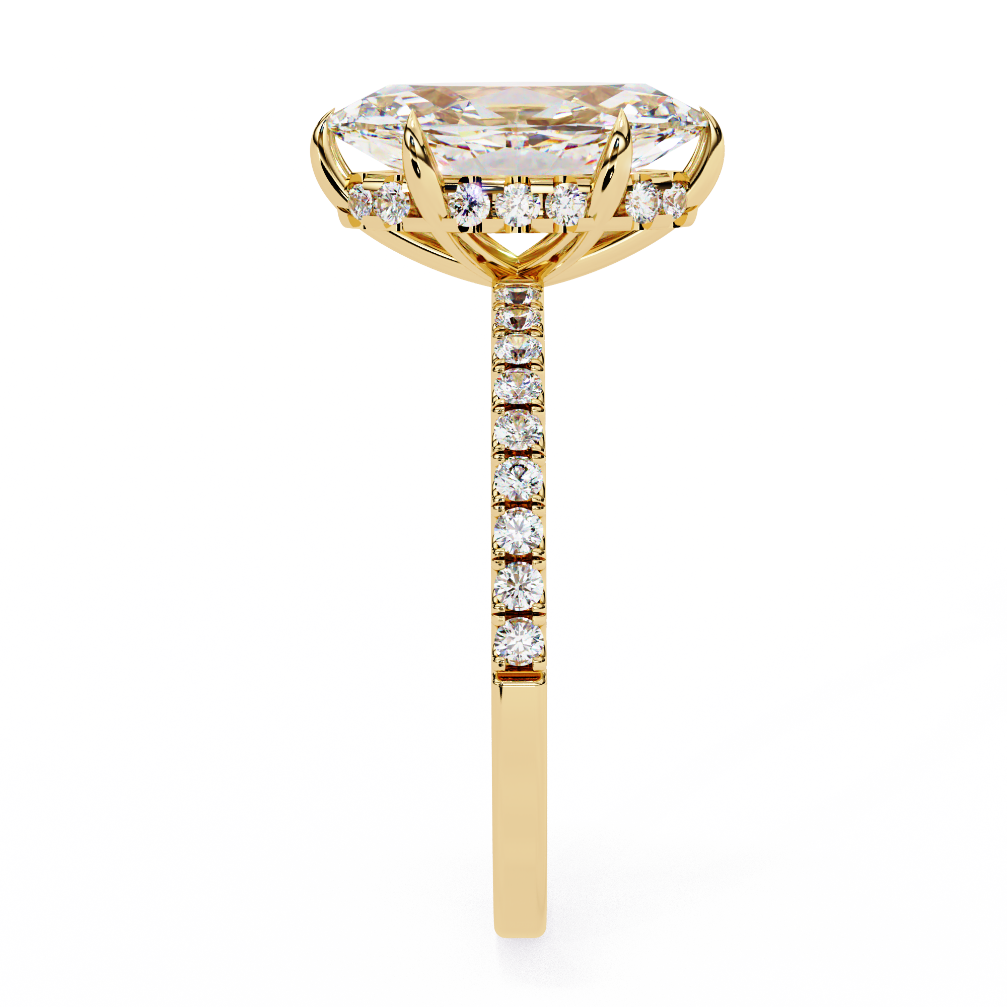 1.50ct Marquise Cut Lab-Grown Diamond Engagement Ring | 18K Gold Vermeil Pavé