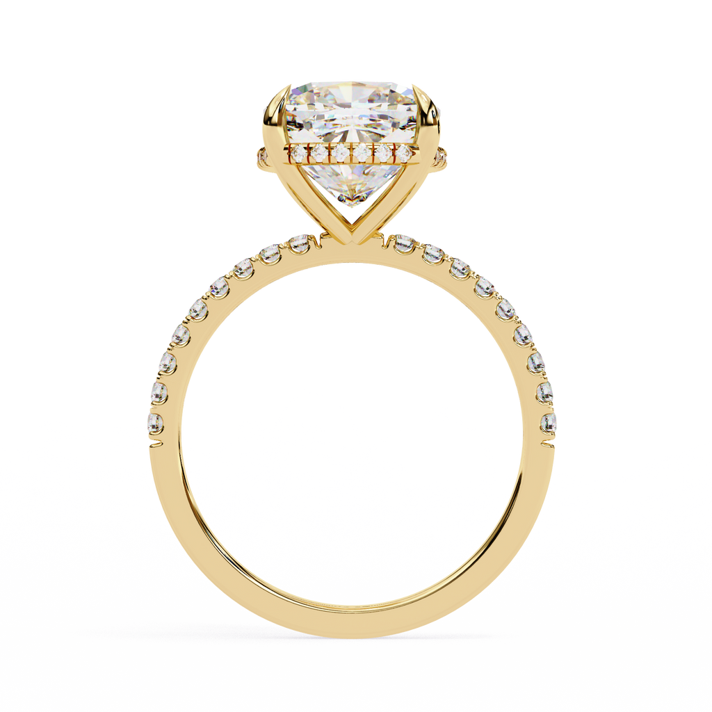 3.25ct Cushion Cut Lab-Grown Diamond Engagement Ring | Hidden Pavé Gallery & Diamond Shank