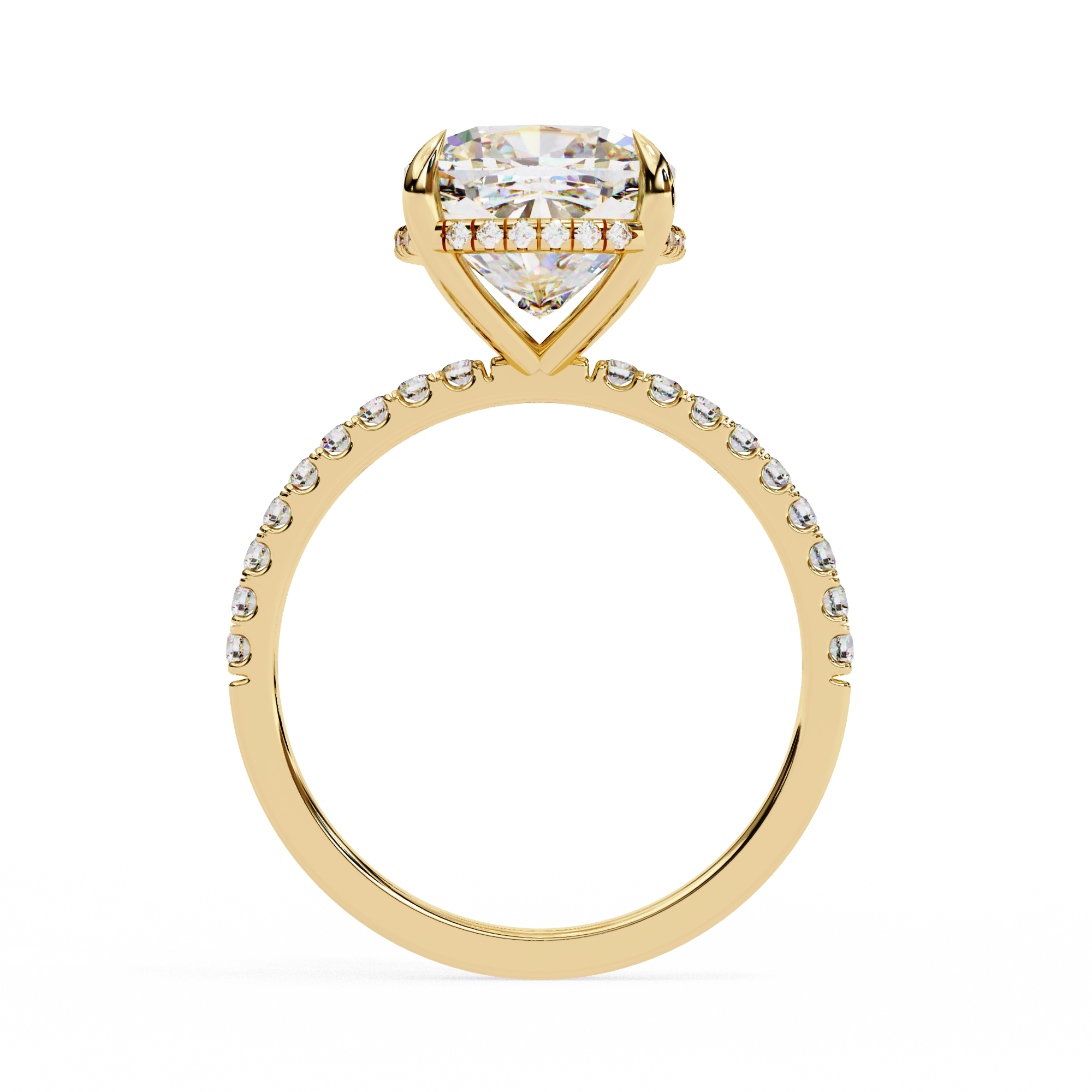 3.25ct Cushion Cut Lab-Grown Diamond Engagement Ring | Hidden Pavé Gallery & Diamond Shank
