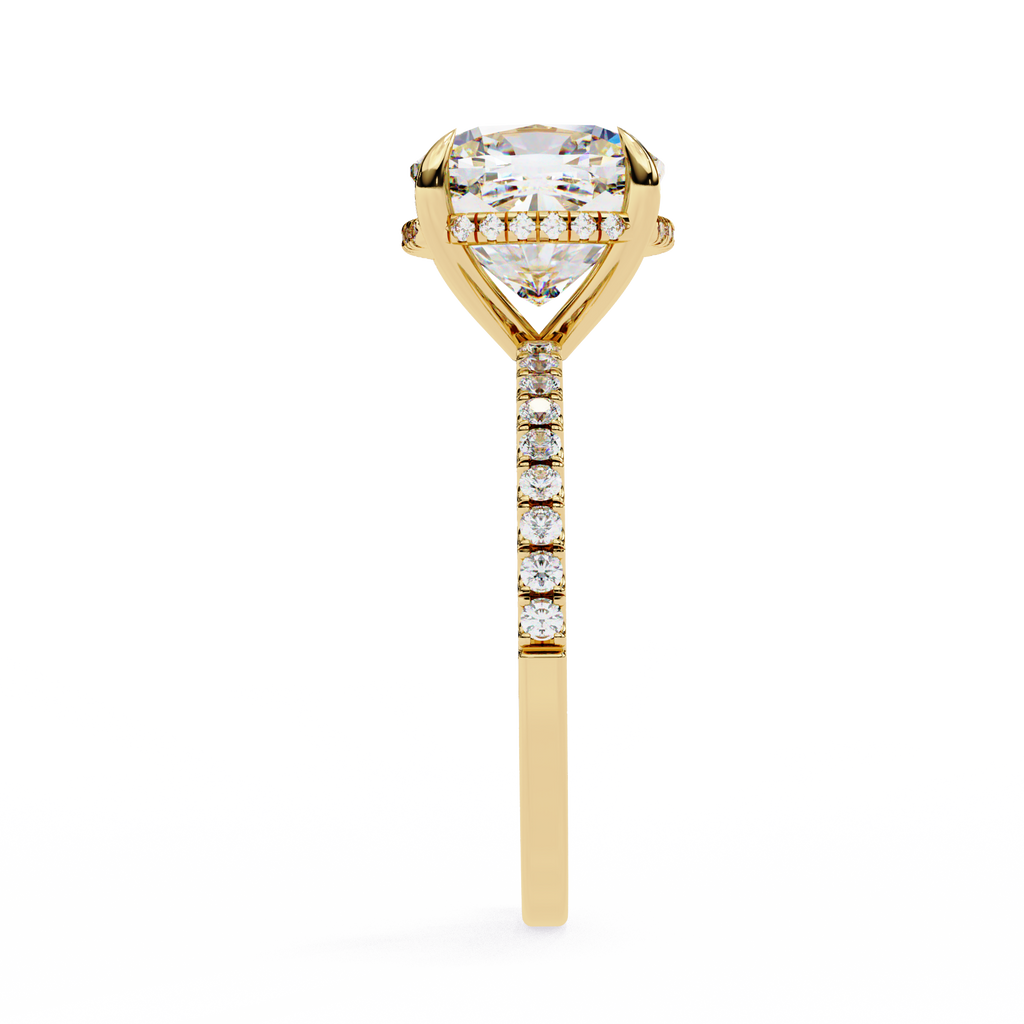 3.25ct Cushion Cut Lab-Grown Diamond Engagement Ring | Hidden Pavé Gallery & Diamond Shank