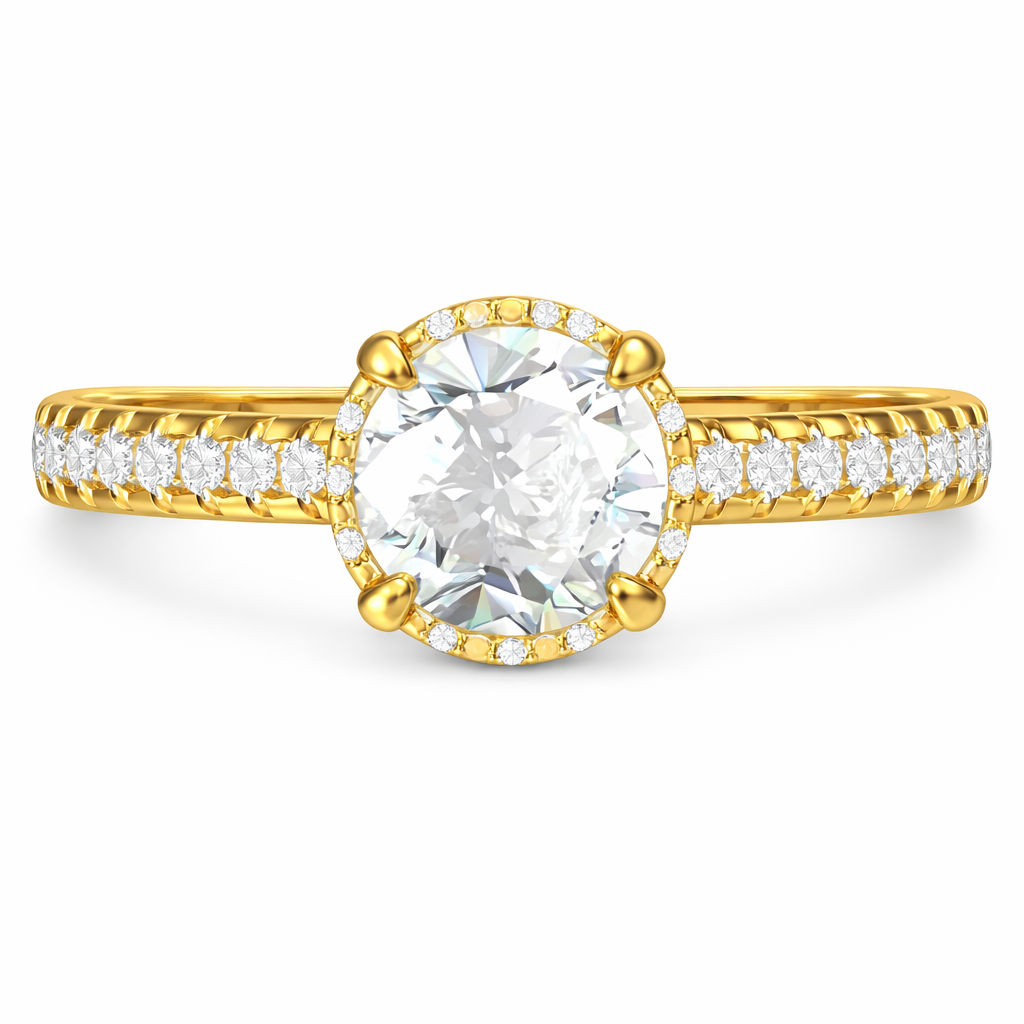 Gold-Plated (Vermeil) Lab-Grown Diamond Solitaire Engagement Ring VR251242