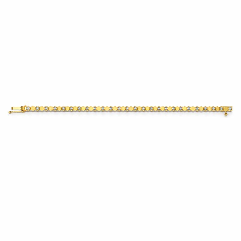 Two-Tone Hexagonal Tennis Bracelet -Gold-Plated (Vermeil) Lab-Grown Diamonds | VB220029