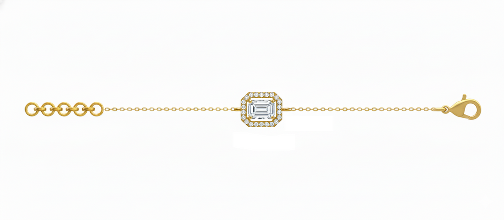 Emerald-Cut Halo Diamond Bracelet -Gold-Plated (Vermeil) Lab-Grown Diamonds | VB250281