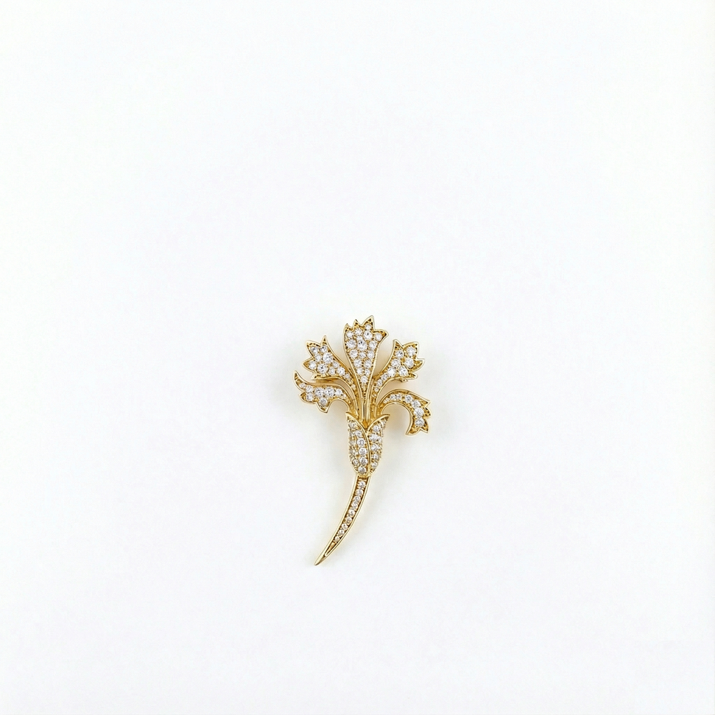 Floral Diamond Brooch - Gold-Plated (Vermeil) Lab-Grown Diamonds | VBH240004