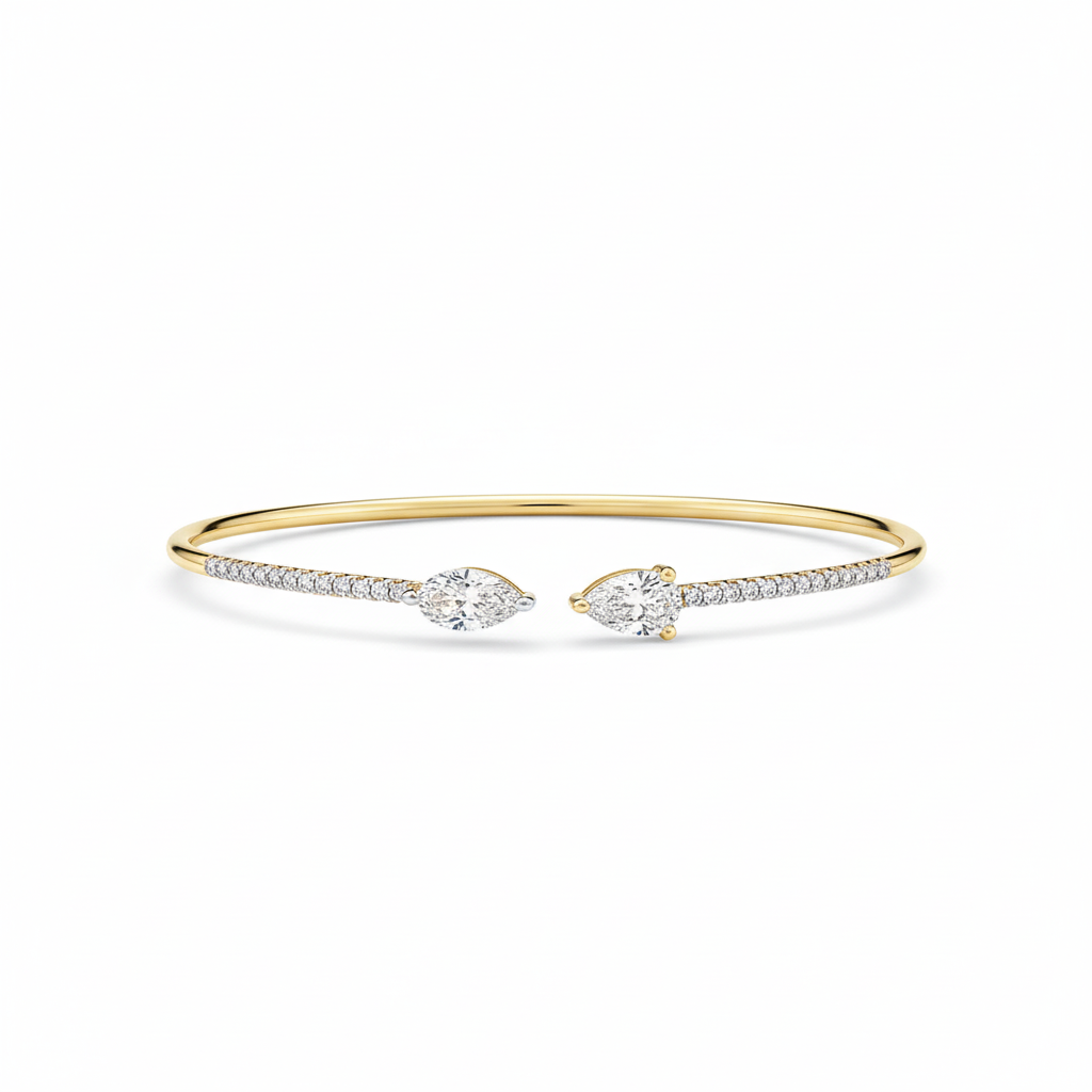 Pear-Shaped Diamond Flexi Bangle -  Gold-Plated (Vermeil) Lab-Grown Diamonds | VBN230358