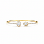 Mixed-Shape Halo Flexi Bangle -Gold-Plated (Vermeil) Lab-Grown Diamonds | VBN230363