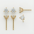 Gold-Plated Lab-Grown Diamond 0.75ct Stud Earrings with Three-Prong Martini Setting VE220033 | Classic Elegance