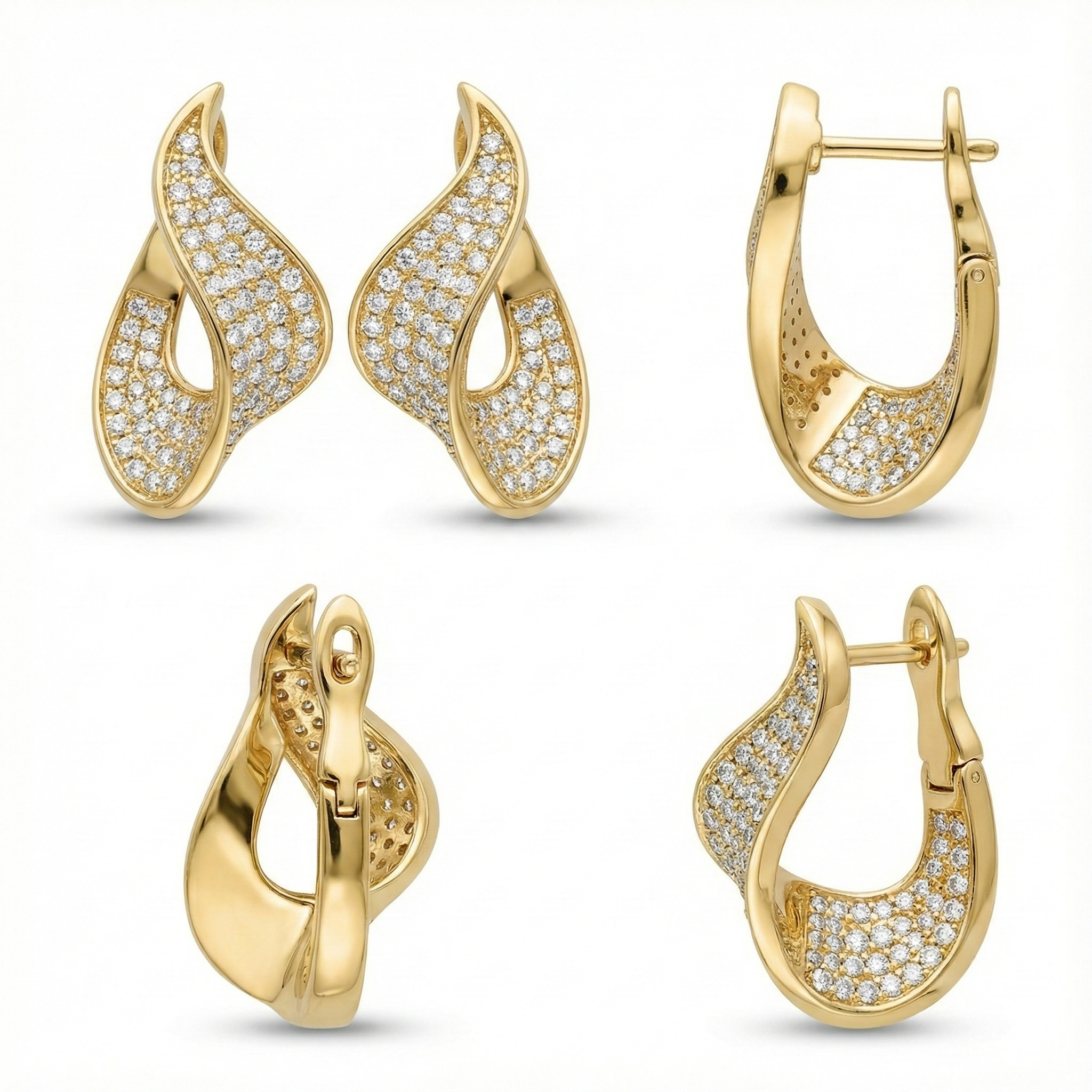 Flame Pavé Stud Earrings - Gold-Plated (Vermeil) Lab-Grown Diamonds | VE232298