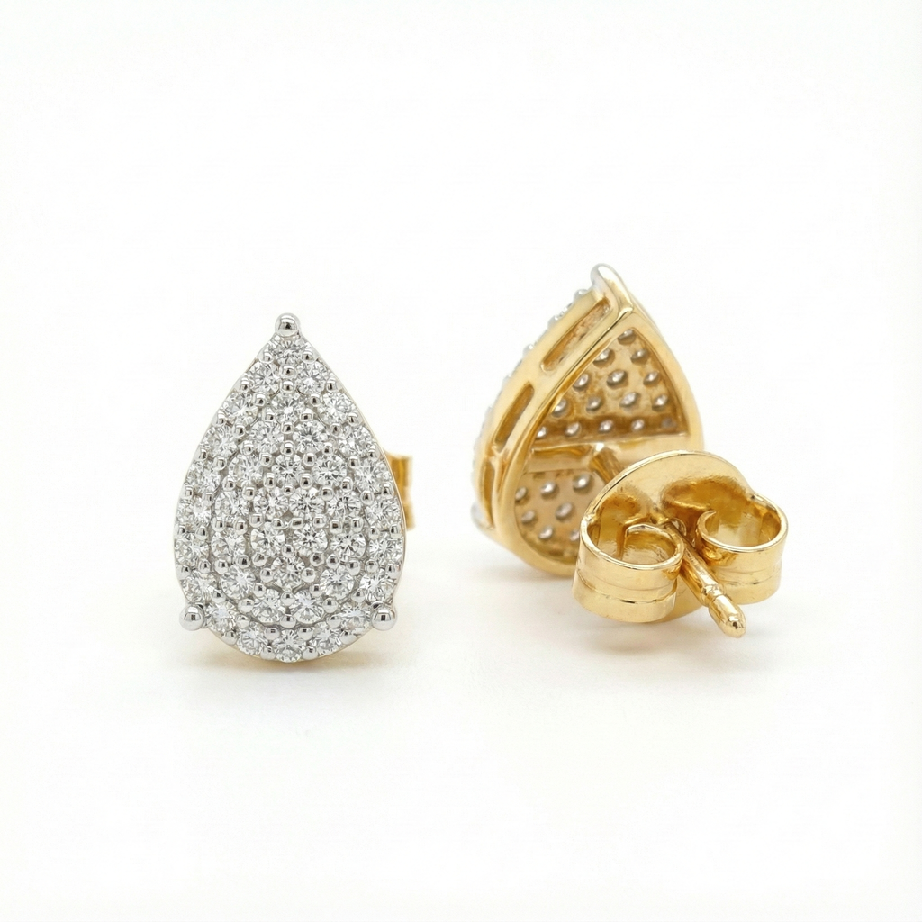 Pear-Shaped Pavé Stud Earrings - Gold-Plated (Vermeil) Lab-Grown Diamonds | VE232300