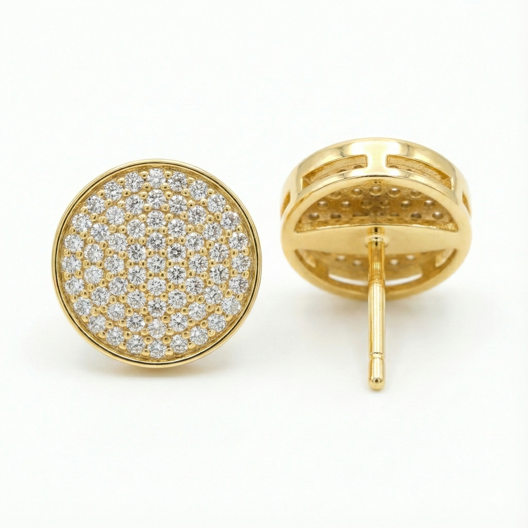 Round Pavé Cluster Stud Earrings - Gold-Plated (Vermeil) Lab-Grown Diamonds | VE232301